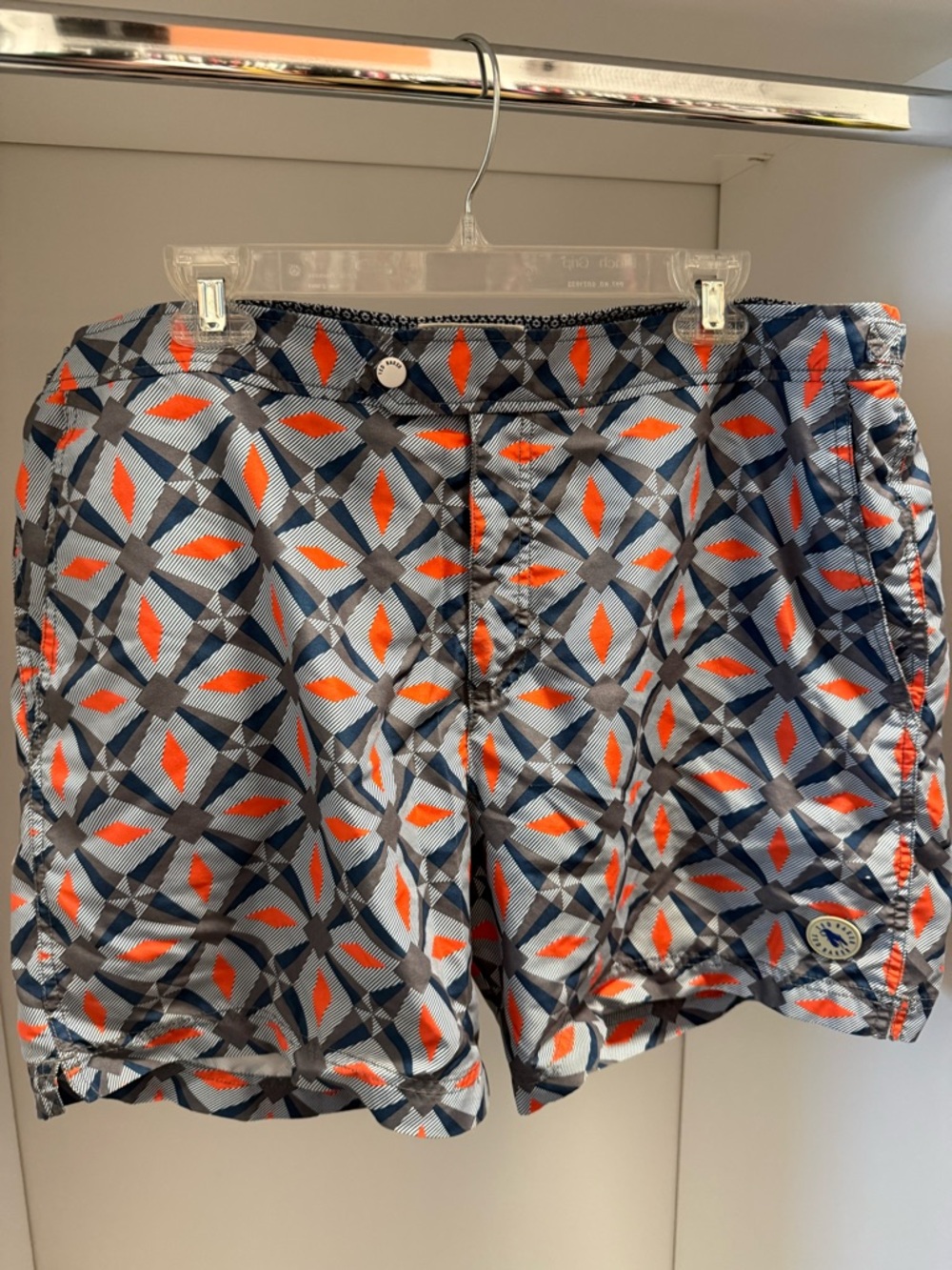Ted Baker Navy, Gray & Orange Geometric Swim Shorts